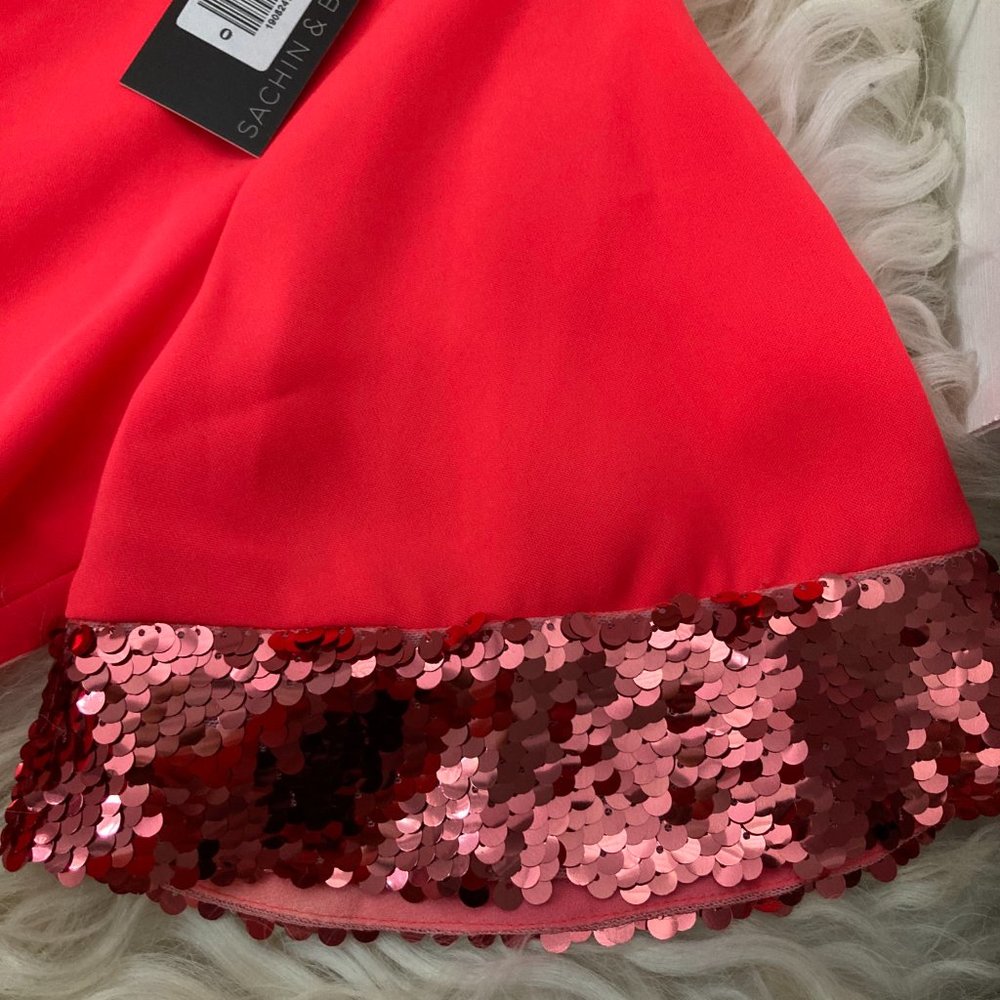 Sachin & Babi Harper Square-Neck Dress w/ Sequin Embellished Sleeves - Picture 9 of 14